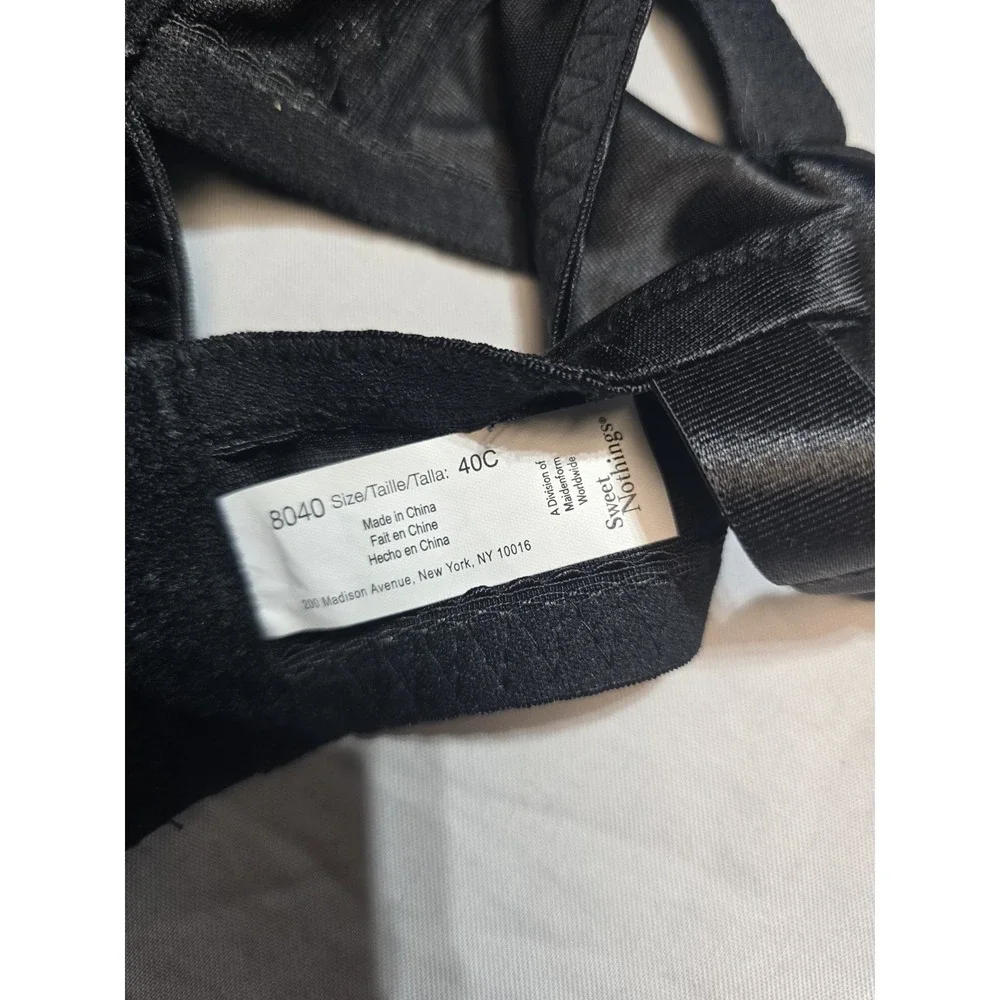 Sweet Nothings Bra 40C Black Plunge UW‎ Lined 8040 Embroidered Cup Maidenform